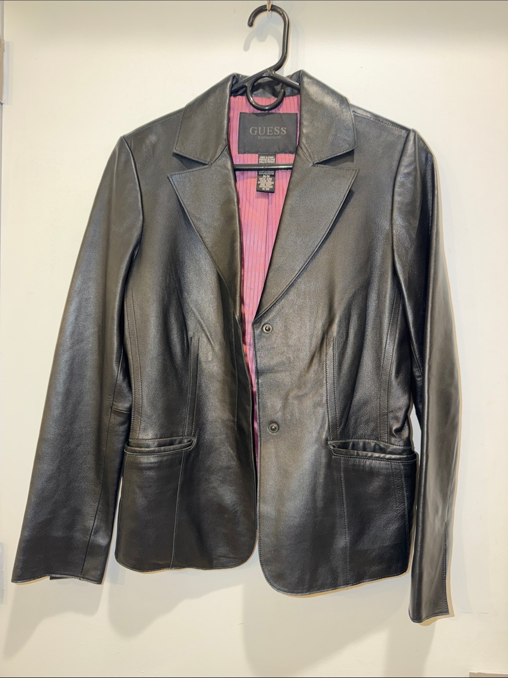 Vintage Guess Black Genuine Leather Blazer, Sz Med